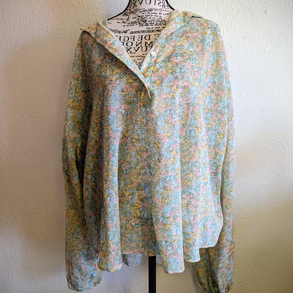 A Byer Coquette Sheer Vintage Oversized Blouse
